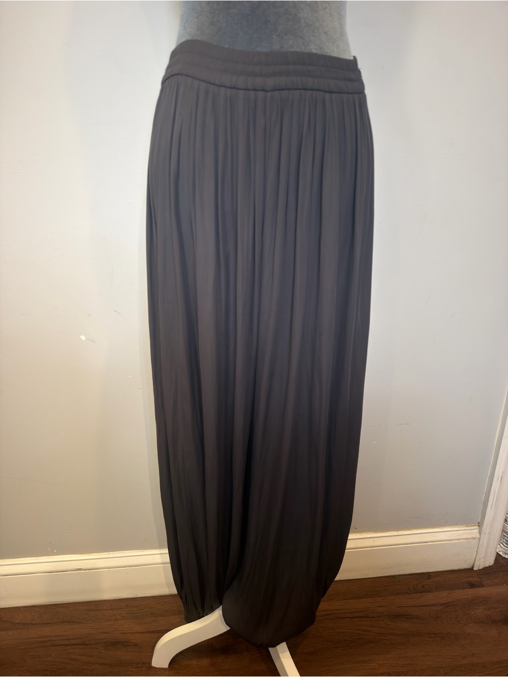 Zara Charcoal Pleated Wide-Leg Track Pants